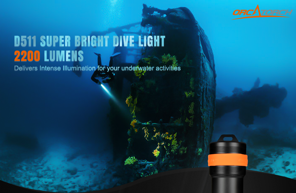 OrcaTorch D511 Dive Light Max 2200 Lumens