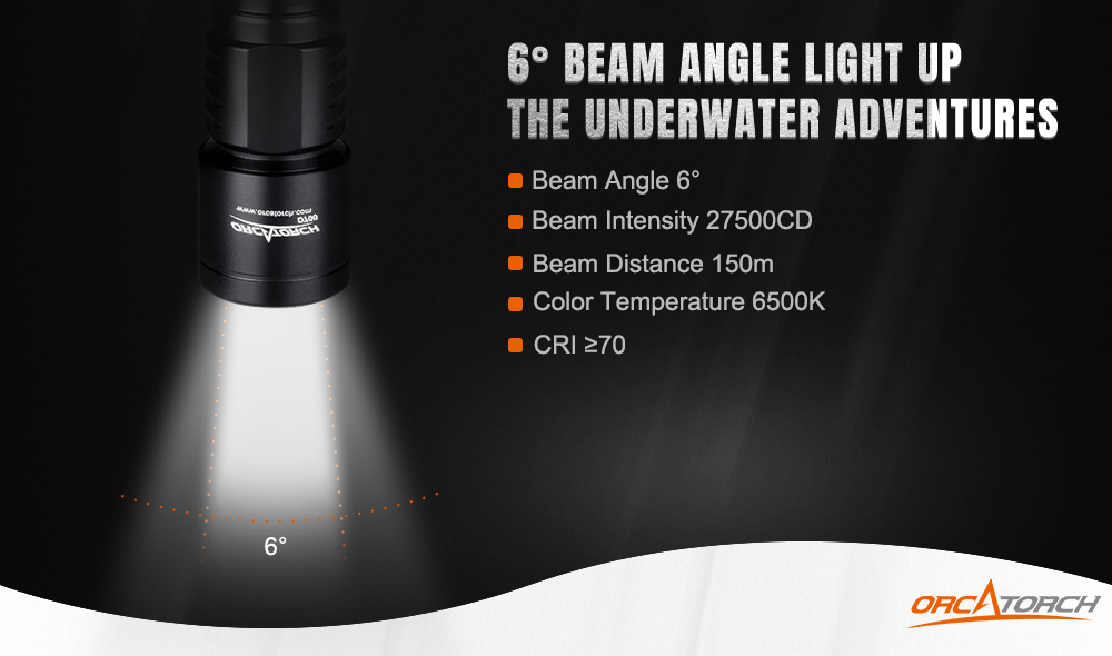 Orcatorch D710 Dive Light 6° Beam Angle